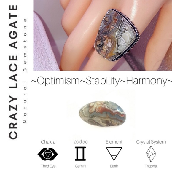 Captivating Crazy Laguna Lace Agate Gemstone Handmade Ring - Picture 5 of 14
